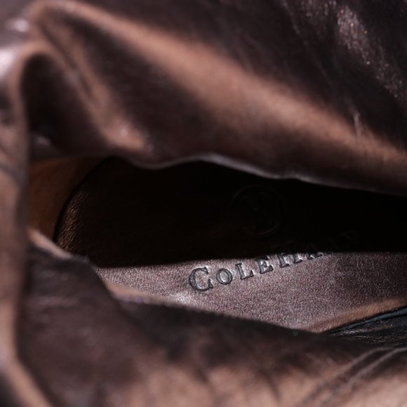 Cole Haan Dress Fashion Bootie Women 8 High Heel Brown Suede Harness Straps Zip - Picture 13 of 14